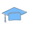 Graduation cap vector icon. Hight school symbol cartoon style on white isolated background