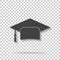 Graduation cap vector icon. Hight school symbol on transparent b