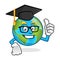 Graduation earth mascot wearing graduation cap, earth character, earth cartoon vector