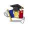 Graduation flag romania cartoon shaped on character