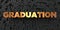 Graduation - Gold text on black background - 3D rendered royalty free stock picture