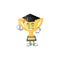 Graduation gold trophy for victory achievement award
