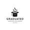 Graduation hat and coffee mug logo icon vector template, for college cafe business