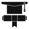 Graduation hat diploma icon, simple style