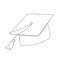 Graduation hat. Mortarboard in continuous one line drawing style. Graduate cap minimalist isolated vector illustration.