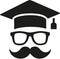Graduation hat with mustache student