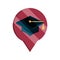 Graduation hat pointer location online education isolated icon shadow