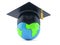 Graduation hat with world globe
