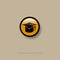Graduation icon. Graduate symbol. Student`s cap on an yellow round. Web icon.