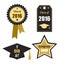 Graduation logos set. Gold, black. Class of 2016.