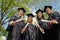 Graduation: Looking Up at Group of Graduates