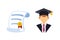 Graduation man silhouette uniform avatar vector illustration. Student education college success character with diploma