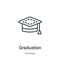 Graduation outline vector icon. Thin line black graduation icon, flat vector simple element illustration from editable strategy