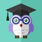 Graduation owl student icon flat sign symbol logo
