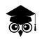 Graduation owl wearing hat flat icon. Education sign. Vector template for poster, greeting card, label, shirt, etc