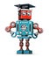 Graduation Retro Robot. Isolated. Contains clipping path
