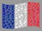 Graduation Waving France Flag - Mosaic with Graduation Cap Items