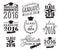 Graduation wishes overlays, lettering labels design set. Monochrome graduate class of 2016 badges. Emblem with sunburst