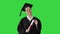 Graduation woman smiling and looking happy on a Green Screen, Chroma Key.