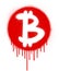 Graffiti bleeding bitcoin icon sprayed over white