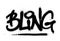 Graffiti bling word sprayed in black over white