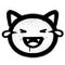 Graffiti cat laughing out loud icon sprayed in black over white