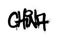 Graffiti China word sprayed in black on white