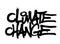 Graffiti climate change text sprayed in black over white