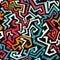 Graffiti curves seamless pattern with grunge effect