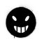 Graffiti evil smile icon sprayed in black and white