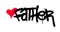 Graffiti father word with red heart sprayed over white