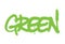 Graffiti green word sprayed in green over white