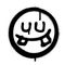 graffiti icon with silly smile and closed eyes in black over white