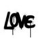 Graffiti love word sprayed in black over white