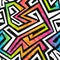 Graffiti maze seamless pattern with grunge effect