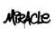 Graffiti miracle word sprayed in black on white