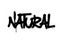 Graffiti natural word sprayed in black over white