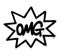 Graffiti OMG abbreviation on exploding star in black over white
