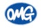 Graffiti OMG abbreviation sprayed in white over blue oval shape