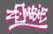 Graffiti pink zombie word in graffiti style over grey