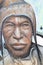 Graffiti of portrait of Andean man in Copacabana, Bolivia