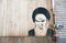 Graffiti portrait of Iranian religious leader Ayatollah Khomeini