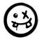 Graffiti silly emoticon smiling in black over white