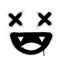 Graffiti smiling crazy icon sprayed in black over white