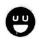 Graffiti smiling happy icon sprayed in black over white
