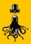 Graffiti spray can with octopus tentacles. Vector poster with spraycan. Art background. Tshirt apparel print.