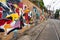 Graffiti street art murals line the streets and back alleys of Rio de Janeiro, Santa Teresa district in Brazil