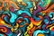 Graffiti style design background in bright colors