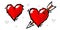 Graffiti Style Hearts And Arrow Assorted Set. Isolated Vector Illustration Art