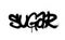 Graffiti sugar word sprayed in black over white